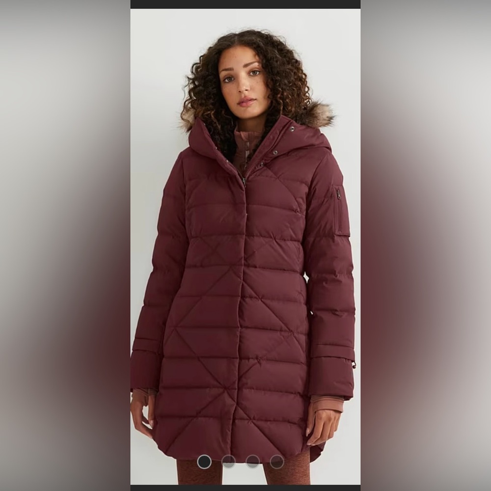 Eddie Bauer Sun Valley Frost Down Hooded Puffer Parka Women black cherry size M